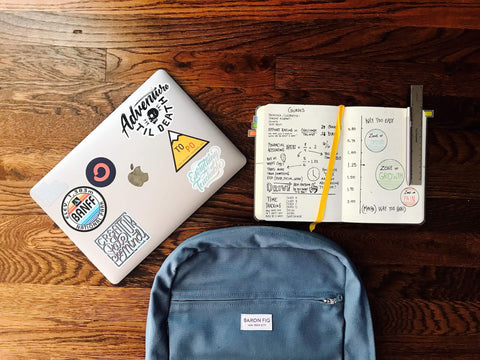 school desk and accessories