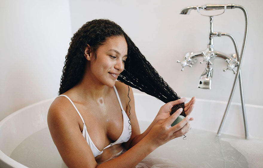 woman washing hair